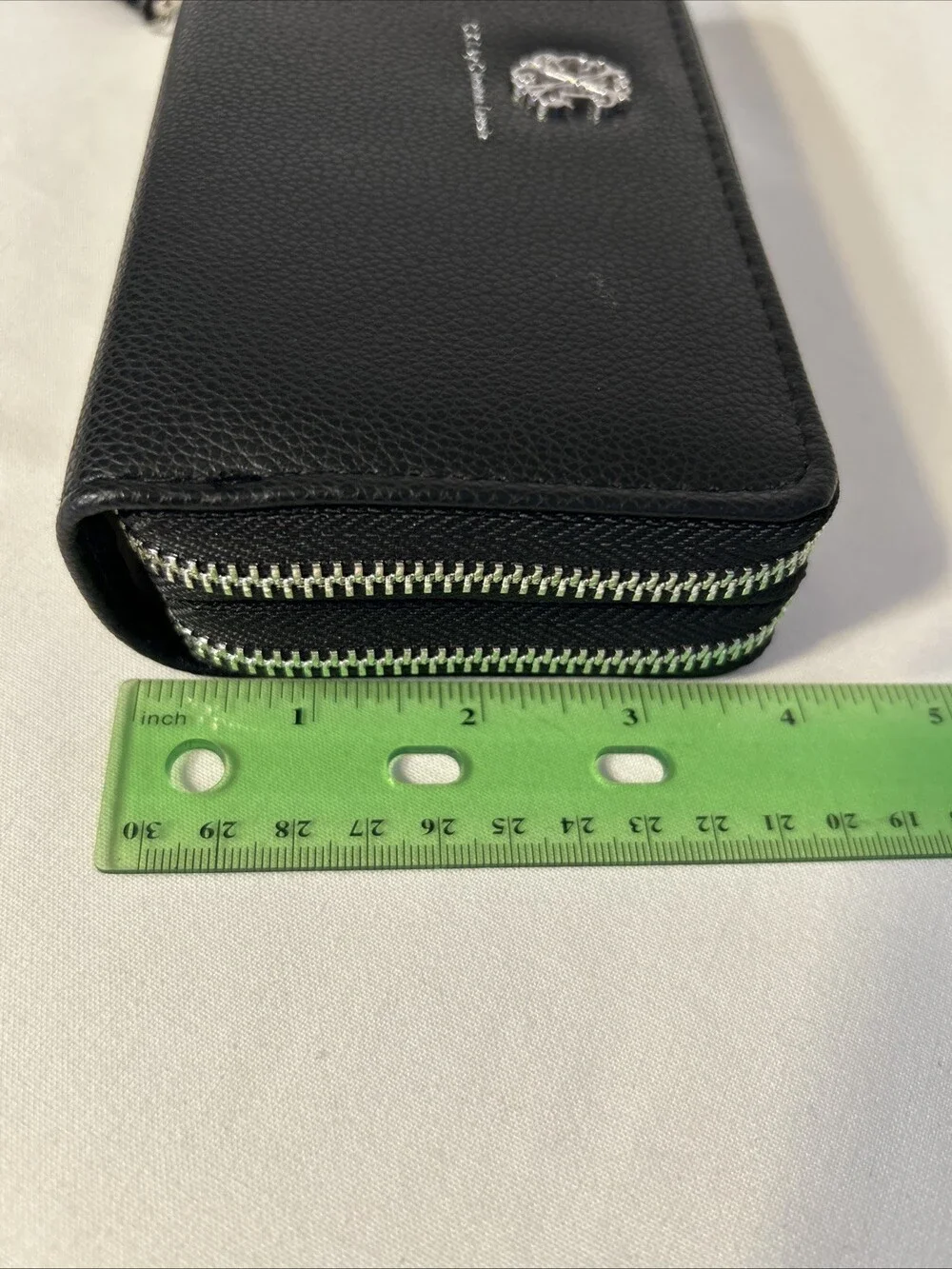 CXL By Christian Lacroix Wristlet Wallet Womens Black Pebble Double Zipper